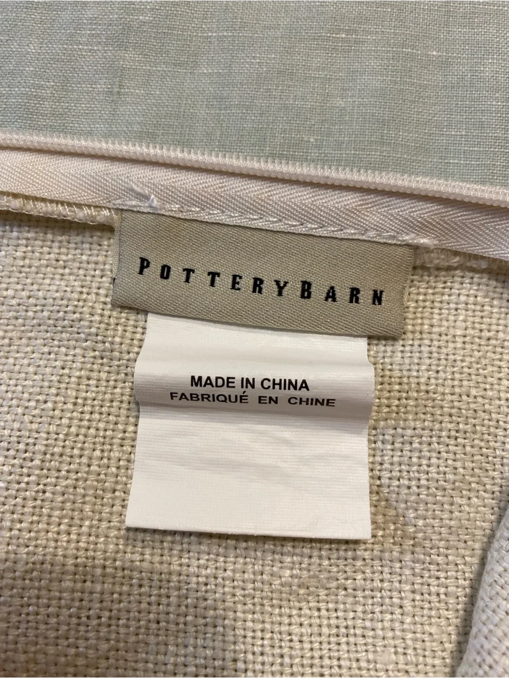 Pottery Barn ivory 100% linen jute braid edge 20